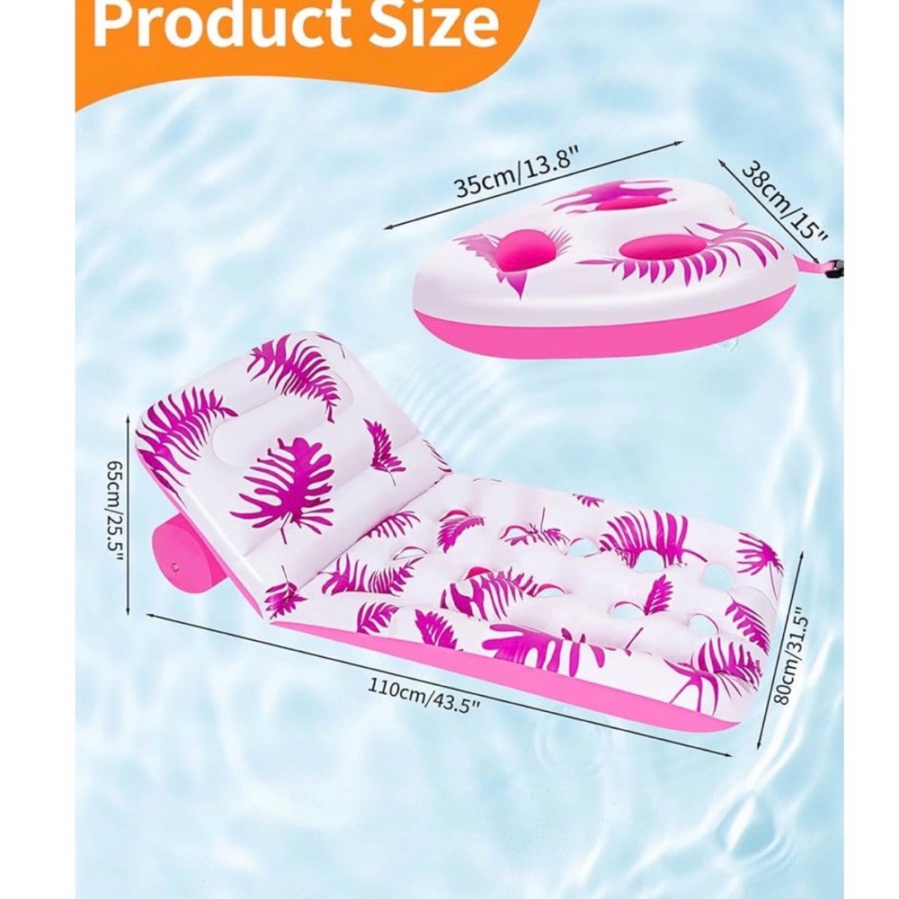 Pink Palm Leaf Inflatable Pool Float - Picture 3 of 6